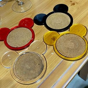 Vintage Disney acrylic lucite Mickey Mouse coaster set of 4